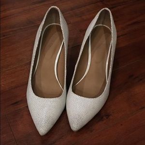 Calvin Klein white kitten heels